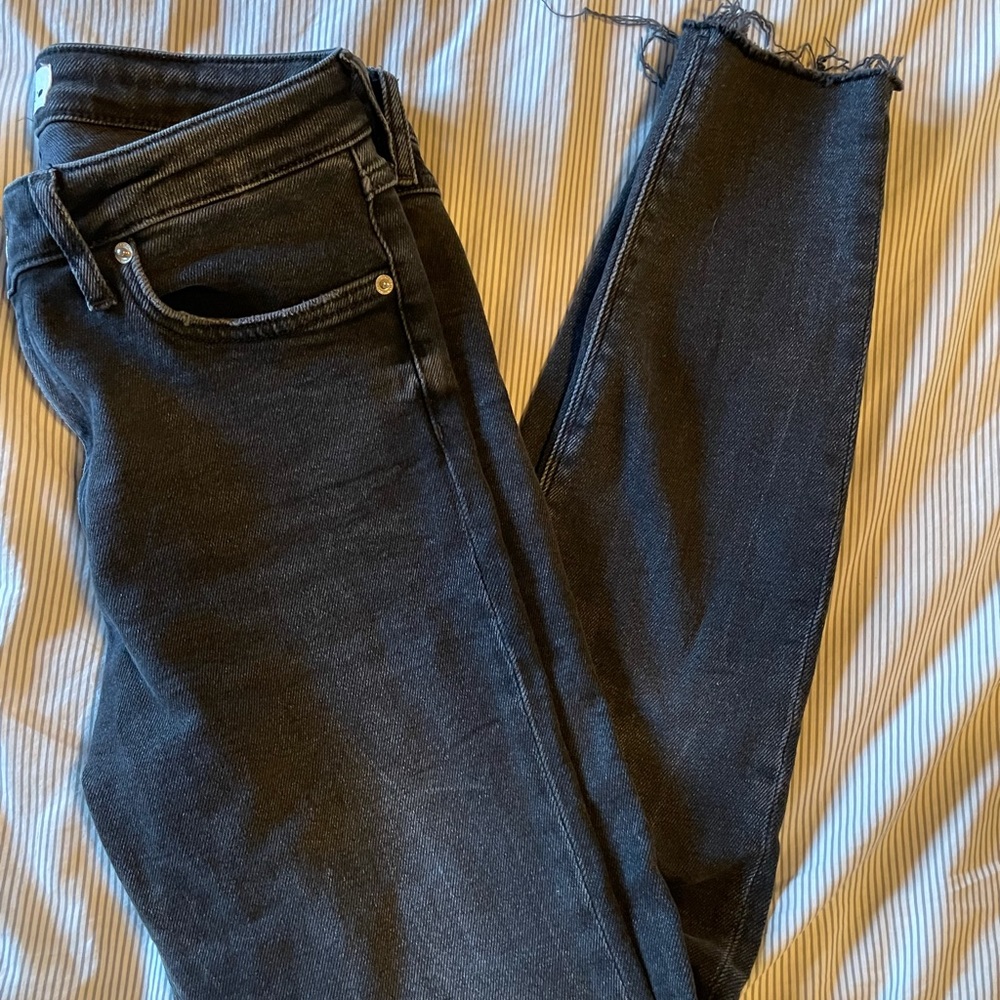 Zara black jeans with frayed bottoms
